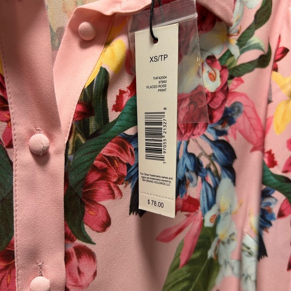 Tahari Pink and Red Floral Top - Picture 3 of 6